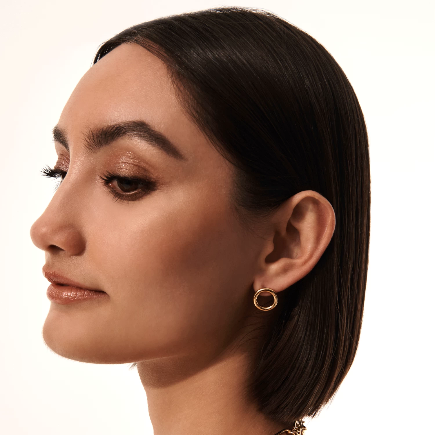 GOLD VERMEIL STERLING RING STUD EARRING - Image 2