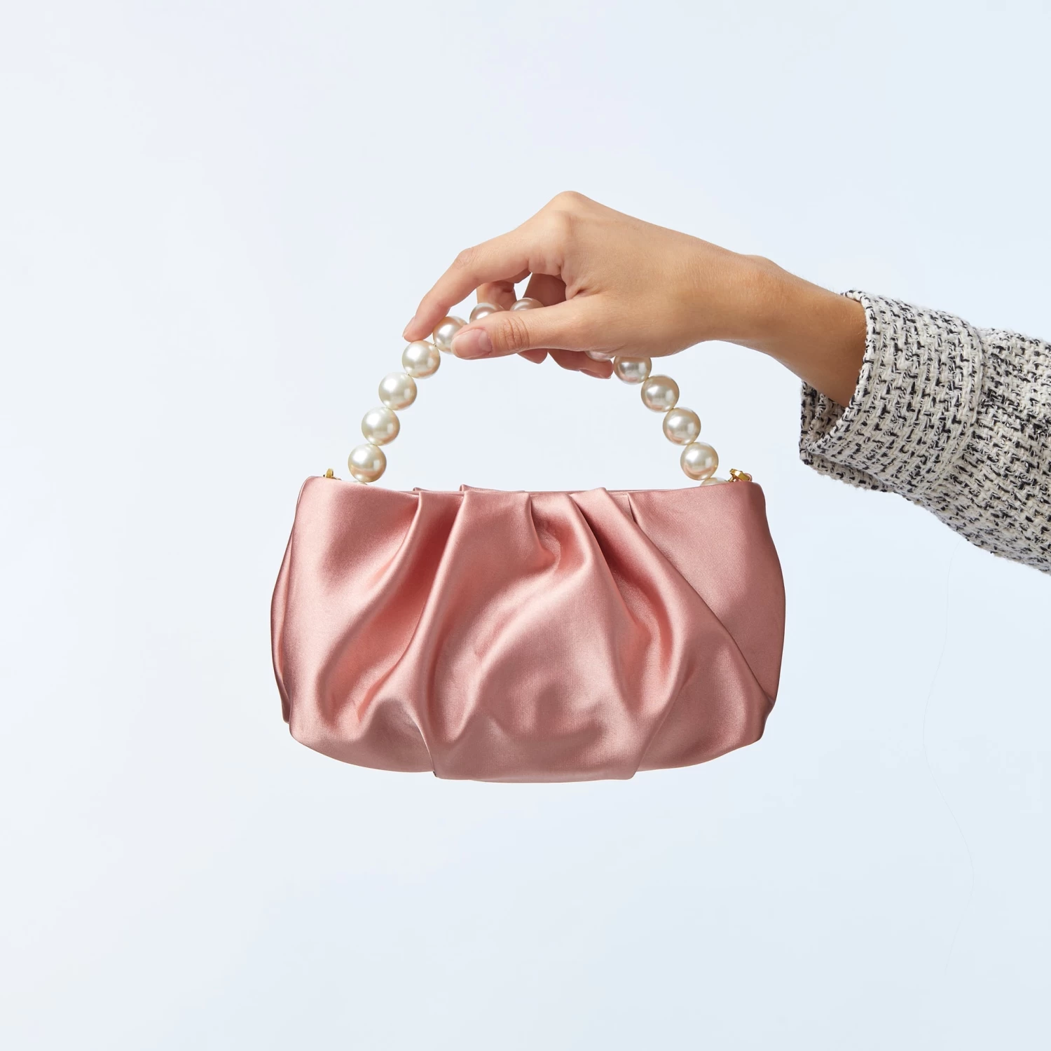 DUSTY ROSE MARLOWE SATIN EVENING POUCH - Image 4