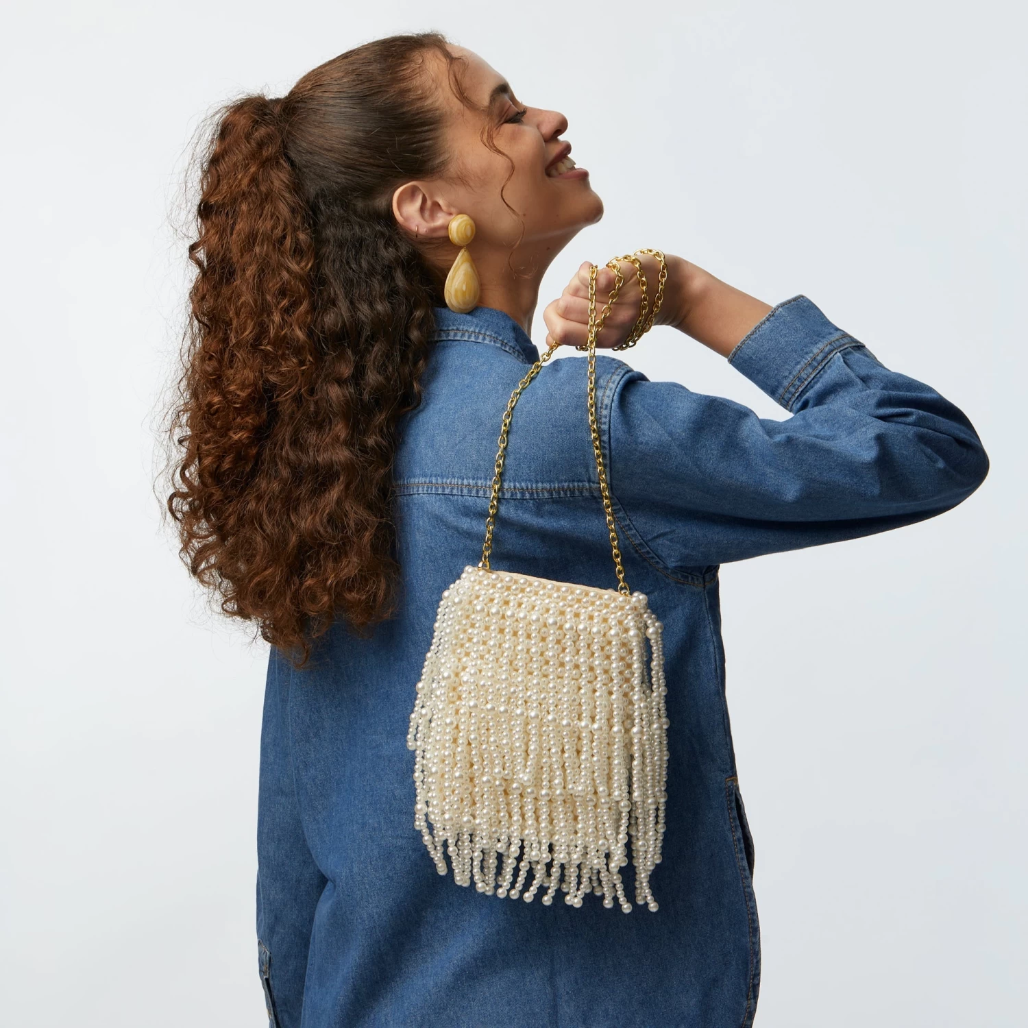 PEARL DRIPPY BEADED PEARL CROSSBODY - Image 2