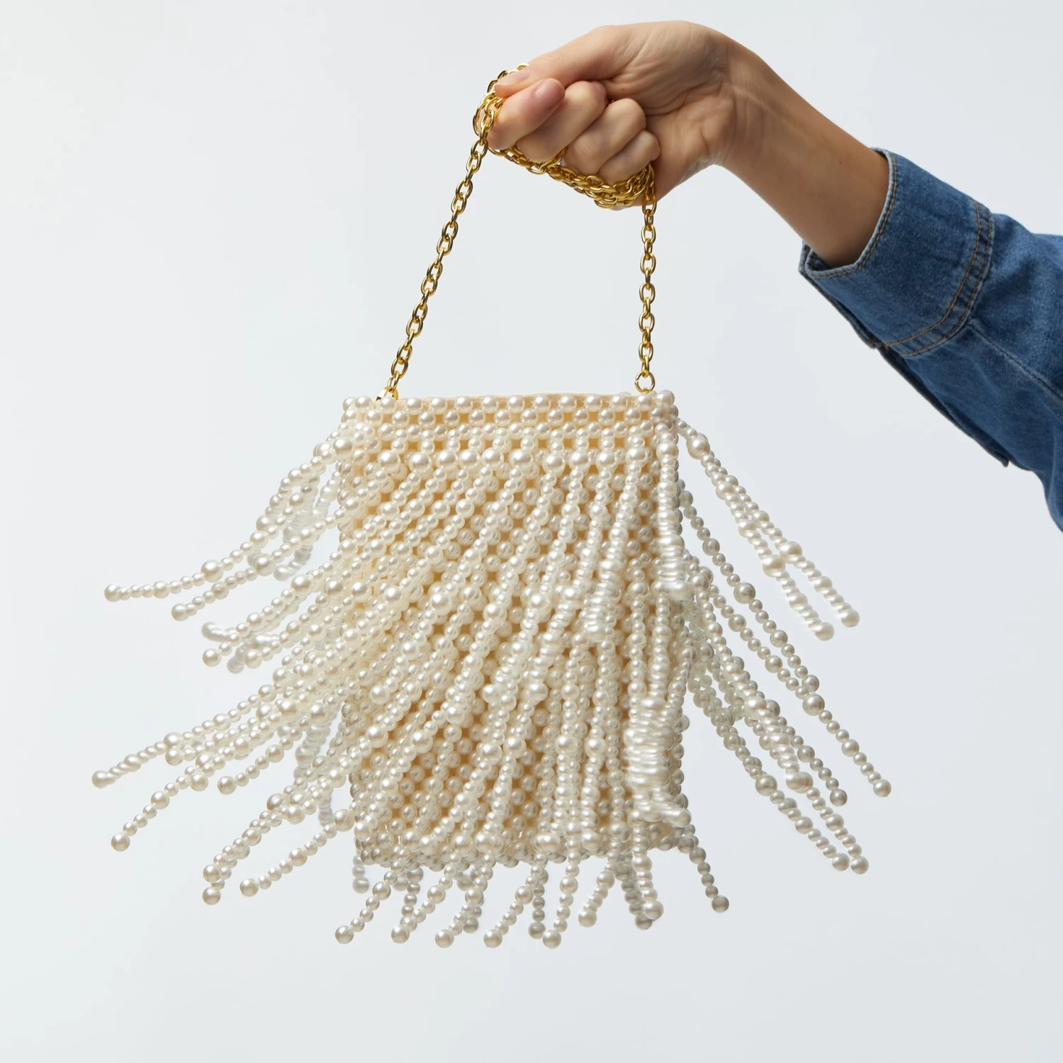 PEARL DRIPPY BEADED PEARL CROSSBODY - Image 4