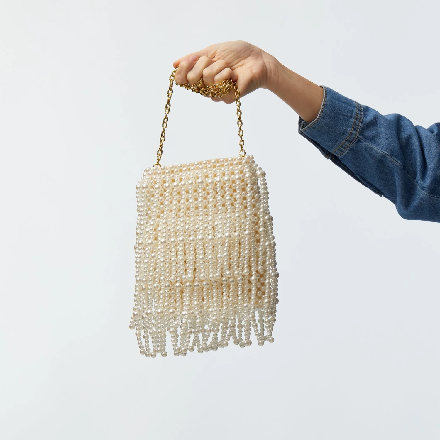 PEARL DRIPPY BEADED PEARL CROSSBODY - Image 8