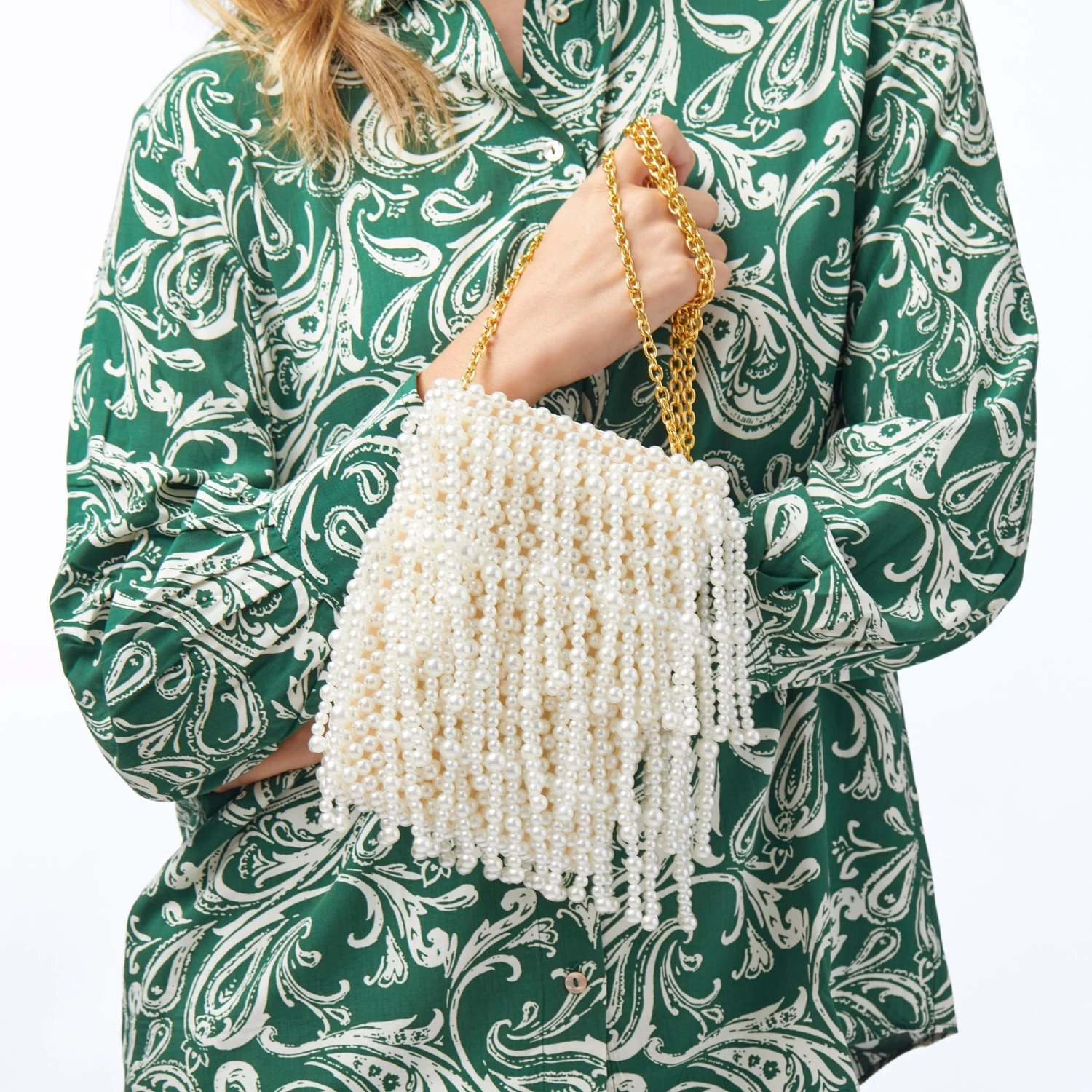 PEARL DRIPPY BEADED PEARL CROSSBODY - Image 6