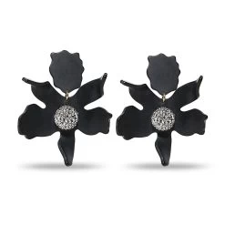 JET CRYSTAL LILY EARRINGS