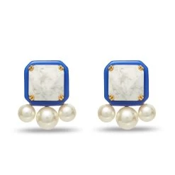 COBALT PADDLE BUTTON EARRINGS