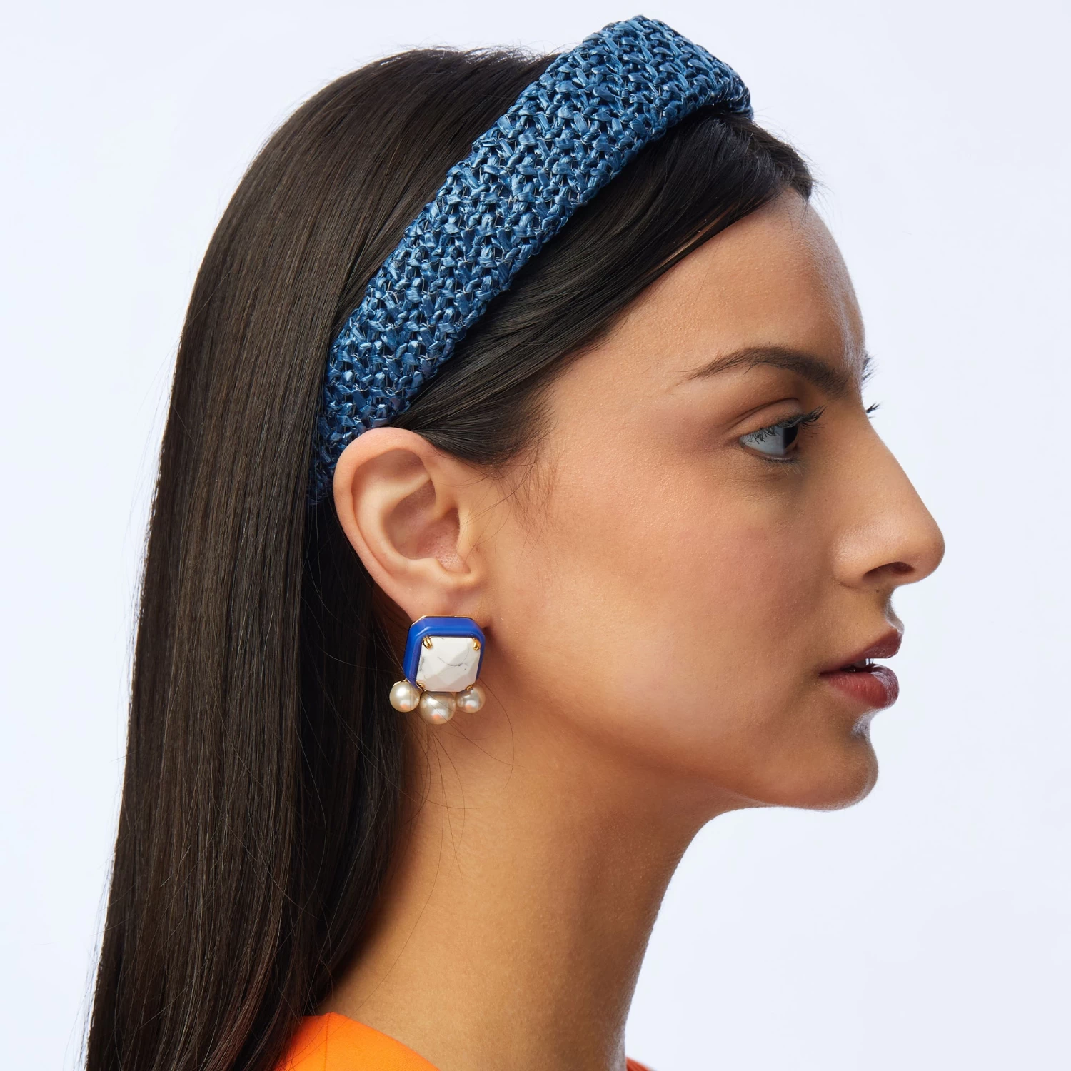 COBALT PADDLE BUTTON EARRINGS - Image 2