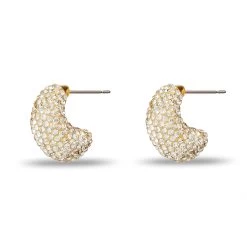 CRYSTAL PAVE DOME MINI HOOP EARRINGS
