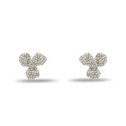 CRYSTAL PAVE TRILLIUM STUD EARRINGS