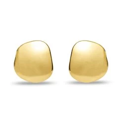 GOLD DISCUS BUTTON EARRINGS
