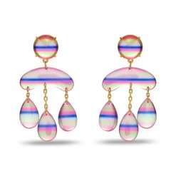 HOLOGRAPHIC RAINBOW RAINDROP FRINGE EARRINGS