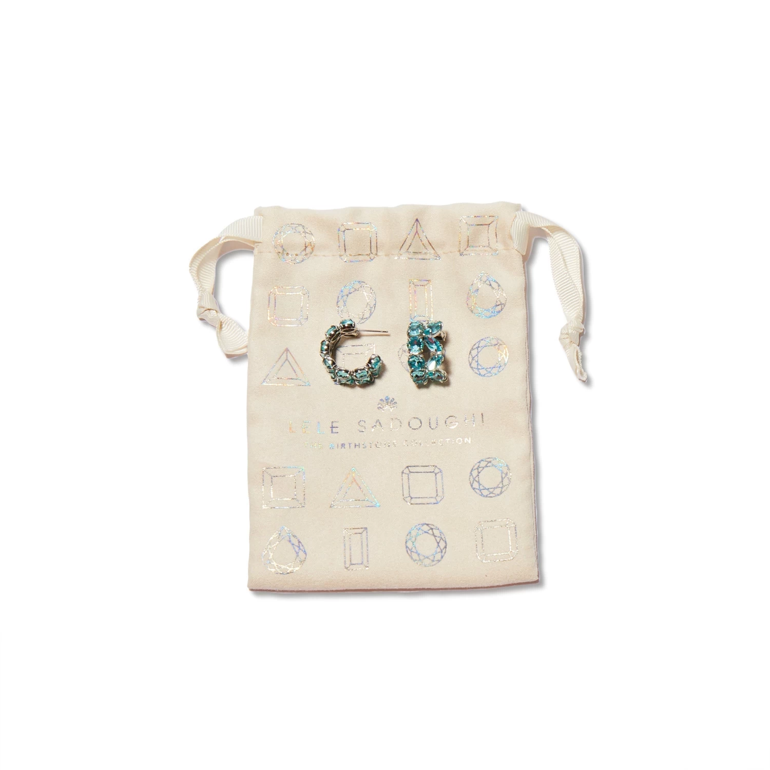 JANUARY GARNET OVAL CRYSTAL DOUBLE ROW HOOP EARRINGS - Image 4