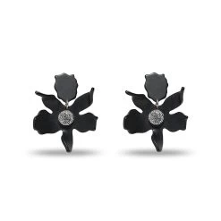 JET SMALL CRYSTAL LILY EARRINGS