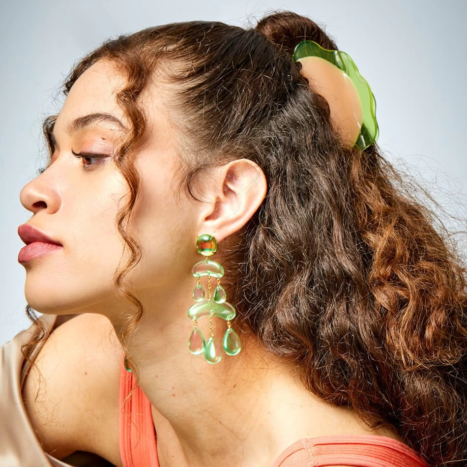 PARAKEET RAINDROP CHANDELIER EARRINGS - Image 2