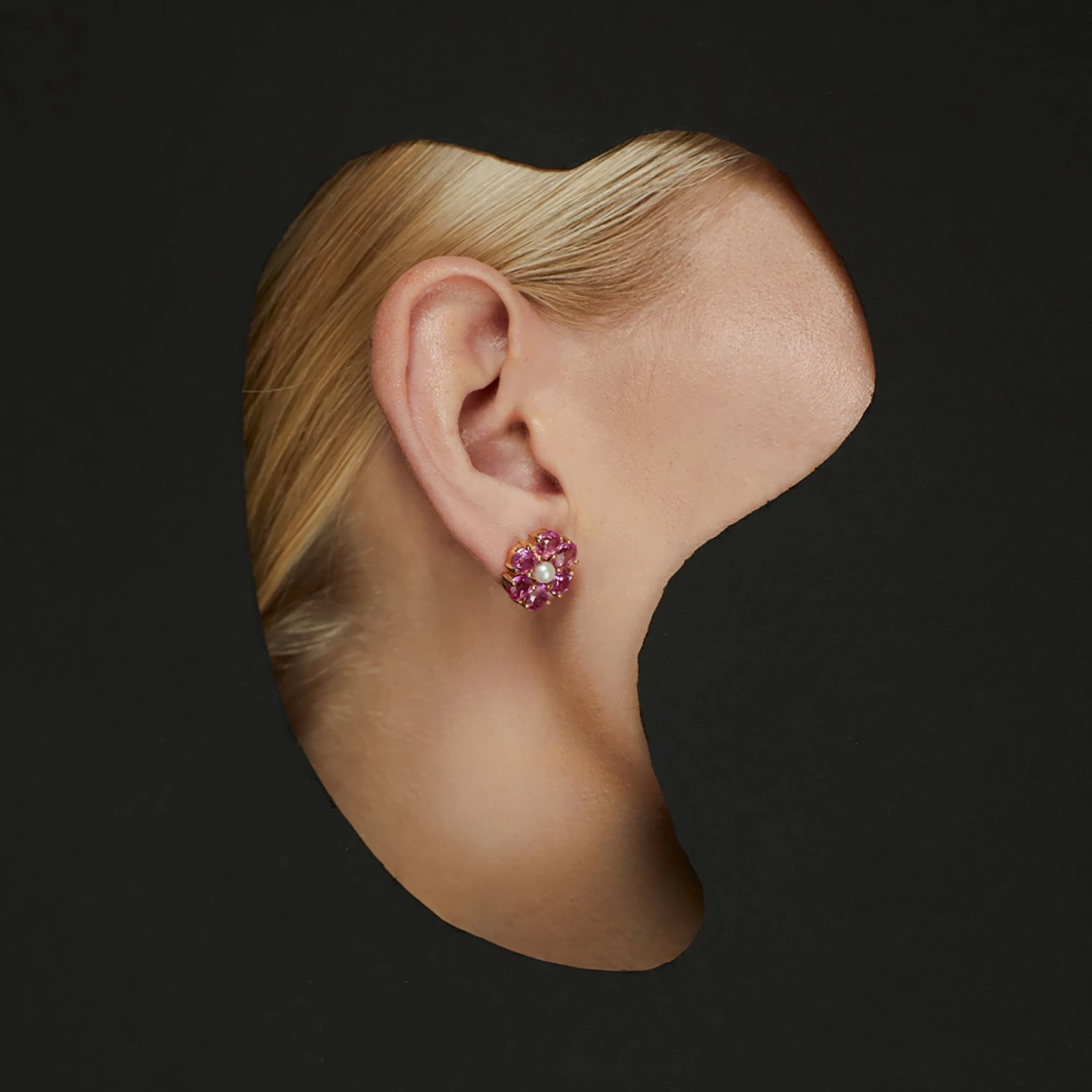 PINK TOPAZ MAISIE STUD EARRINGS - Image 2