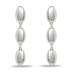 SILVER REFLECTIVE METAL LINEAR EARRINGS