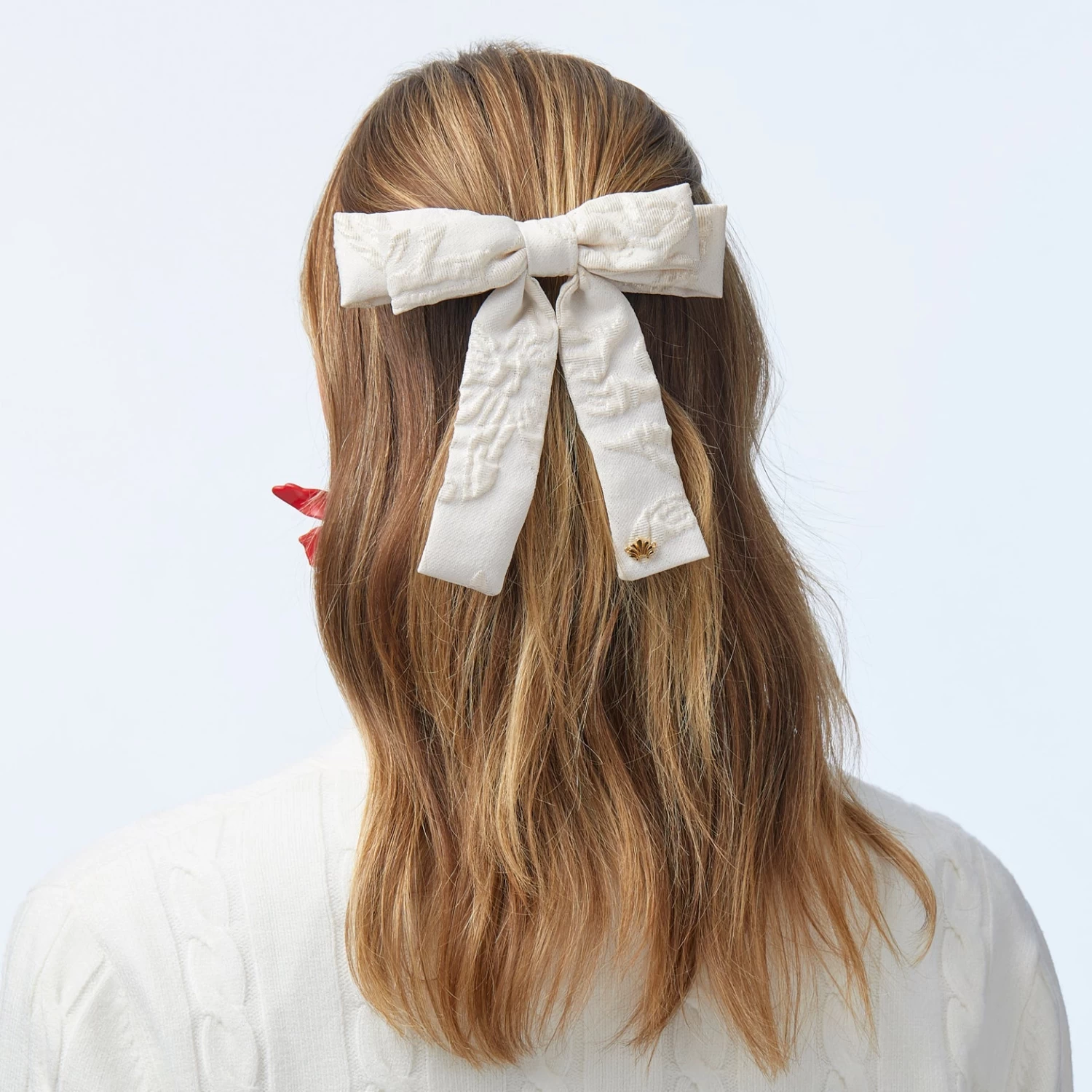 IVORY LILY JACQUARD ANTOINETTE BOW BARRETTE - Image 2