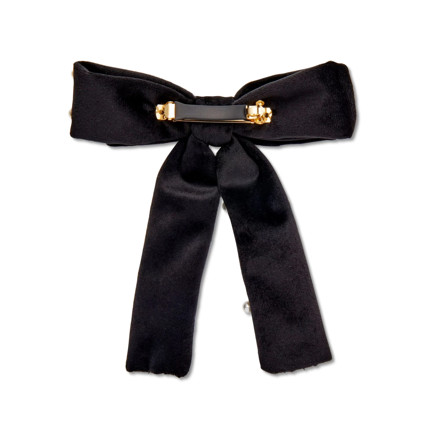 JET PEARL EMBELLISHED ANTOINETTE BOW BARRETTE - Image 3