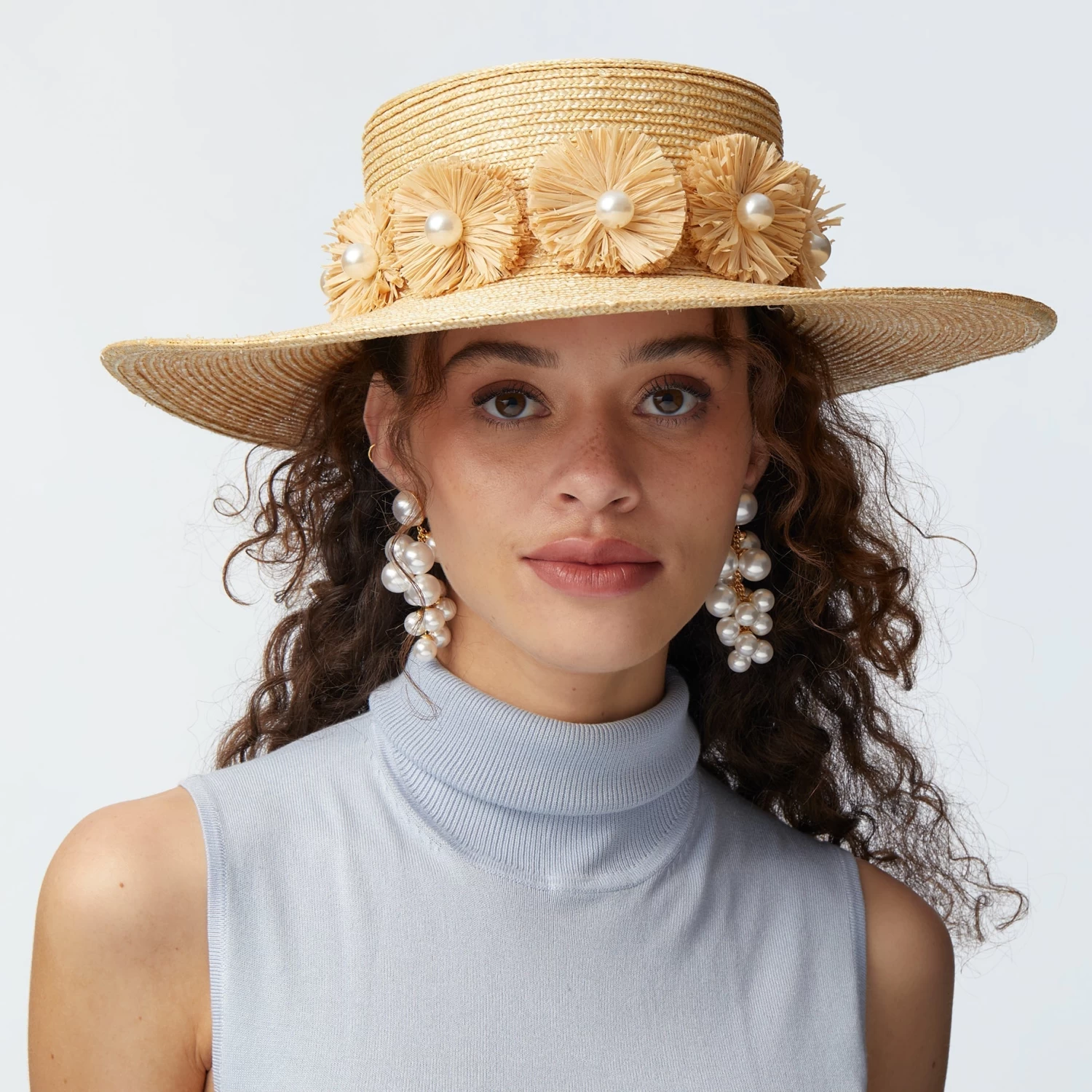 NATURAL CONFETTI EMBELLISHED STRAW HAT - Image 4