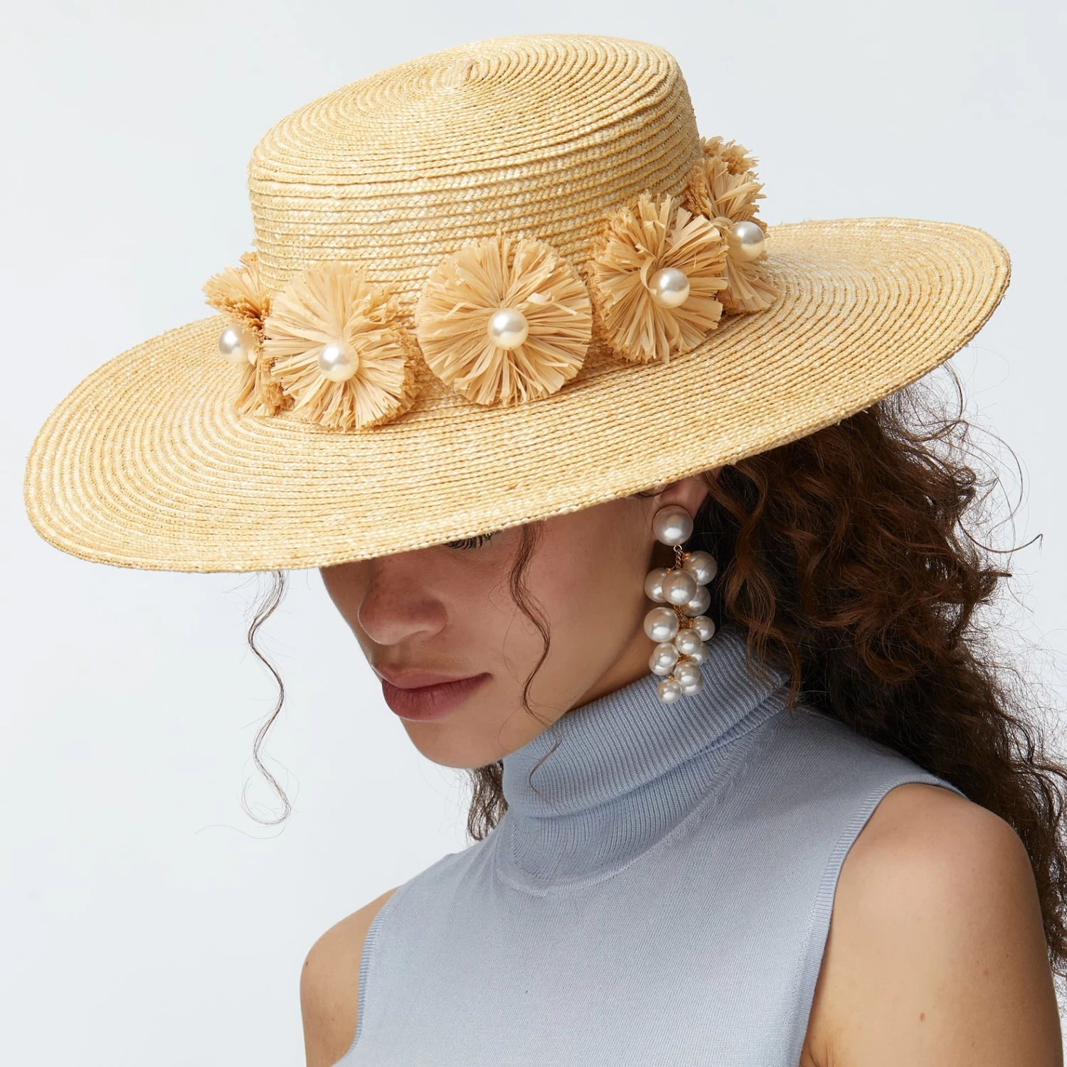NATURAL CONFETTI EMBELLISHED STRAW HAT - Image 5