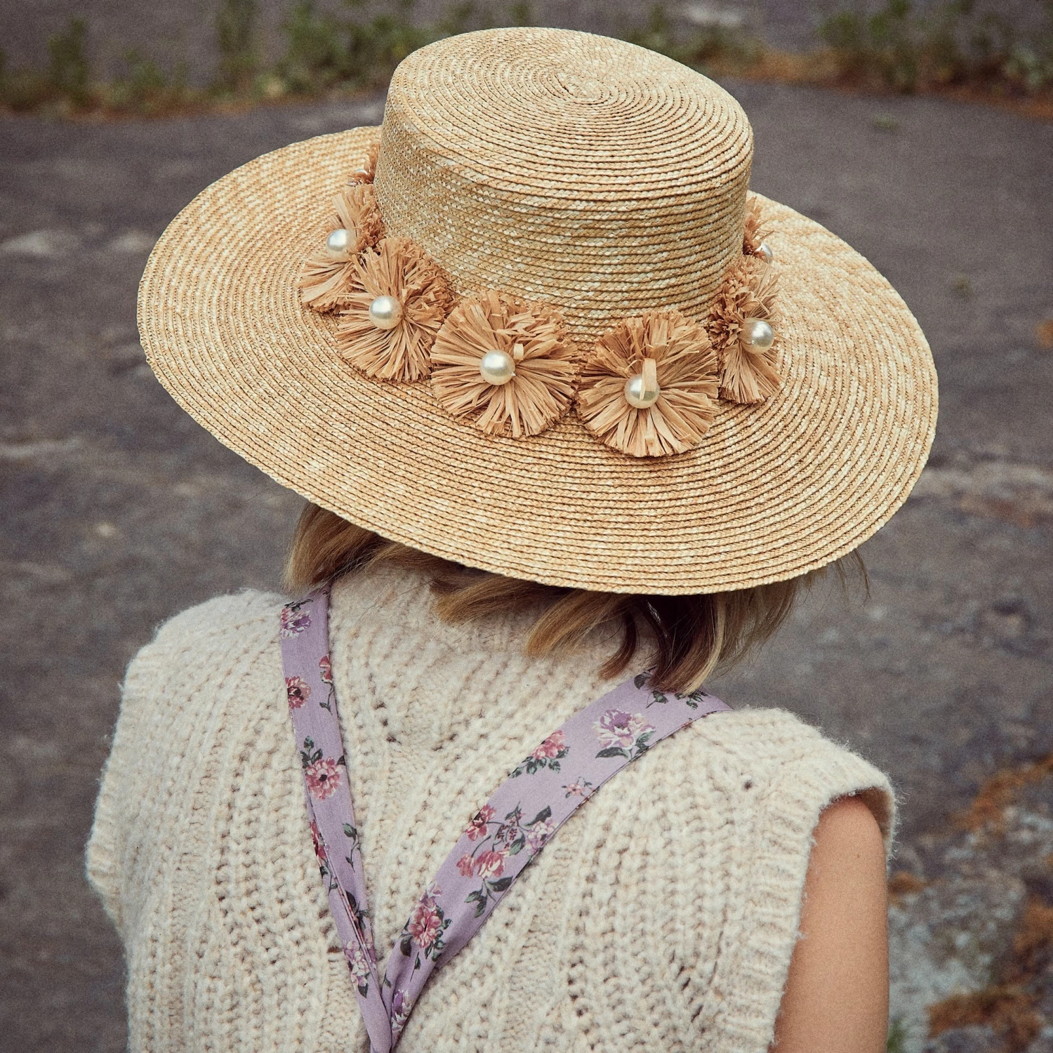 NATURAL CONFETTI EMBELLISHED STRAW HAT - Image 2