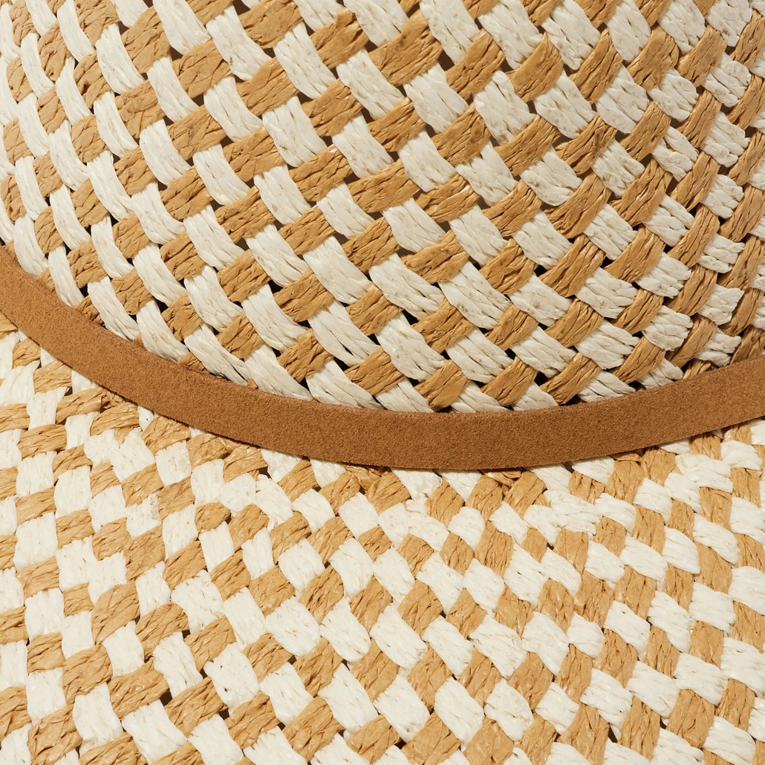 NATURAL STRAW CHECKERED HAT - Image 3