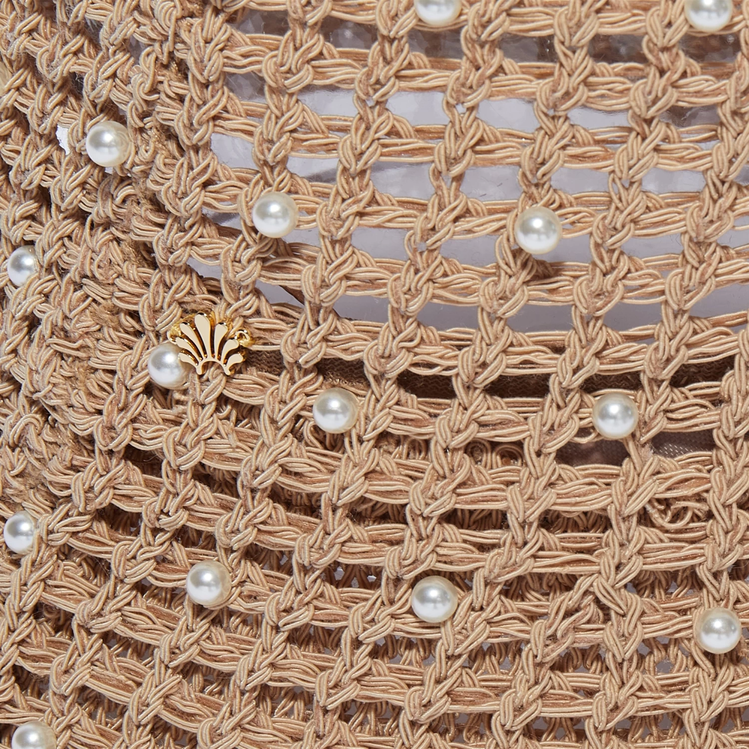 NATURAL OPEN WEAVE PEARL BUCKET HAT - Image 3
