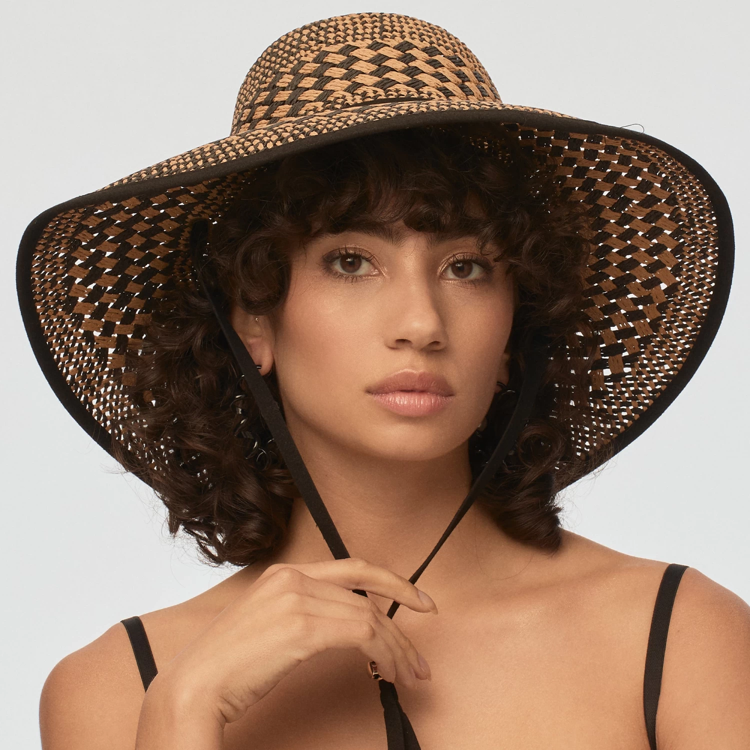 NEUTRAL NIGHT BRIELLE CHECKERED STRAW HAT - Image 4