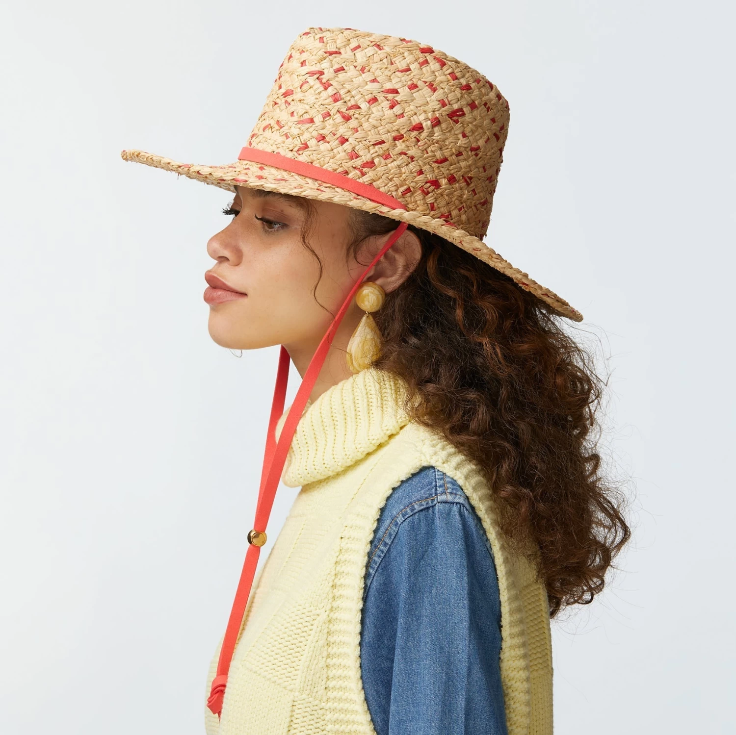 SCARLET TINA TWO-TONE STRAW HAT - Image 5