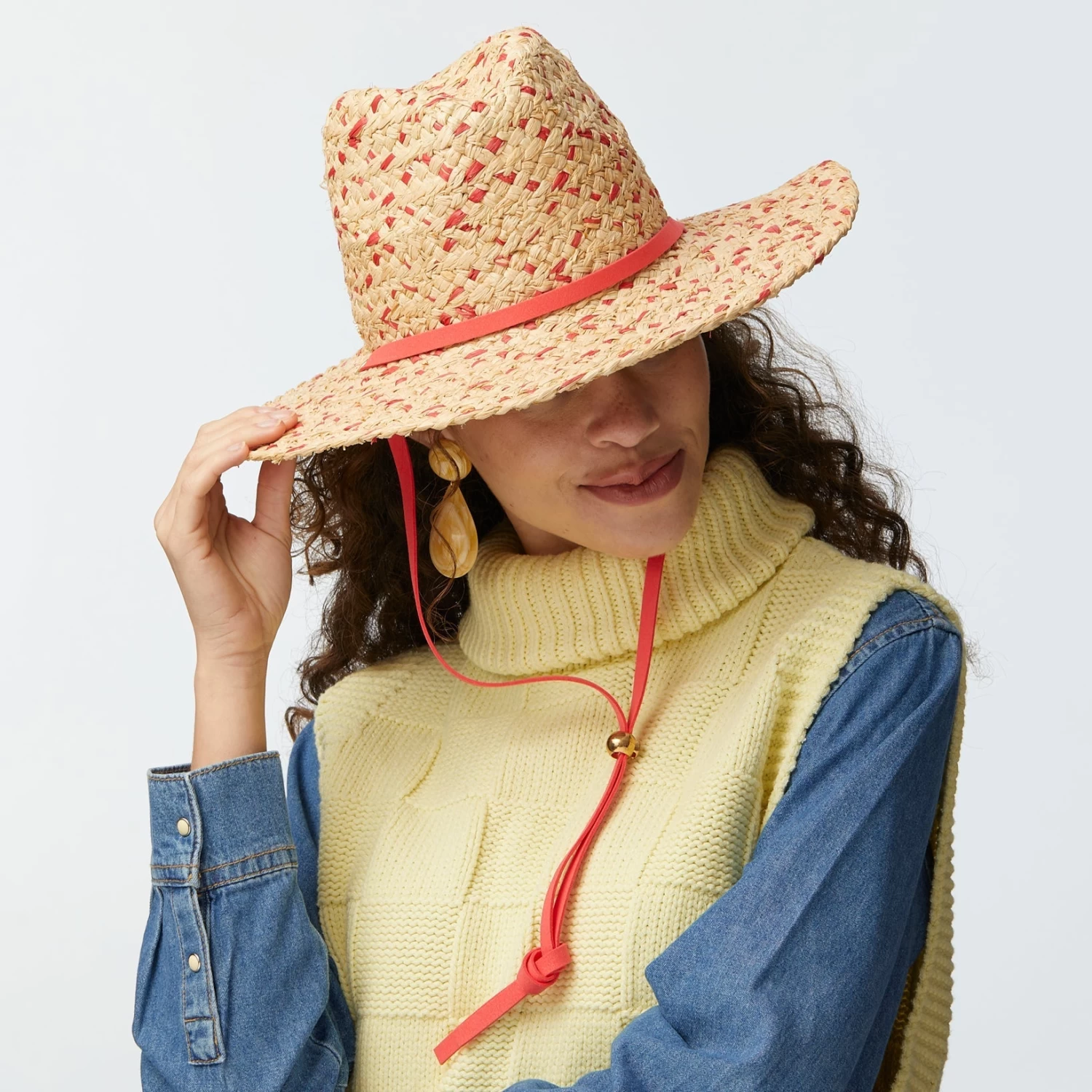 SCARLET TINA TWO-TONE STRAW HAT - Image 4