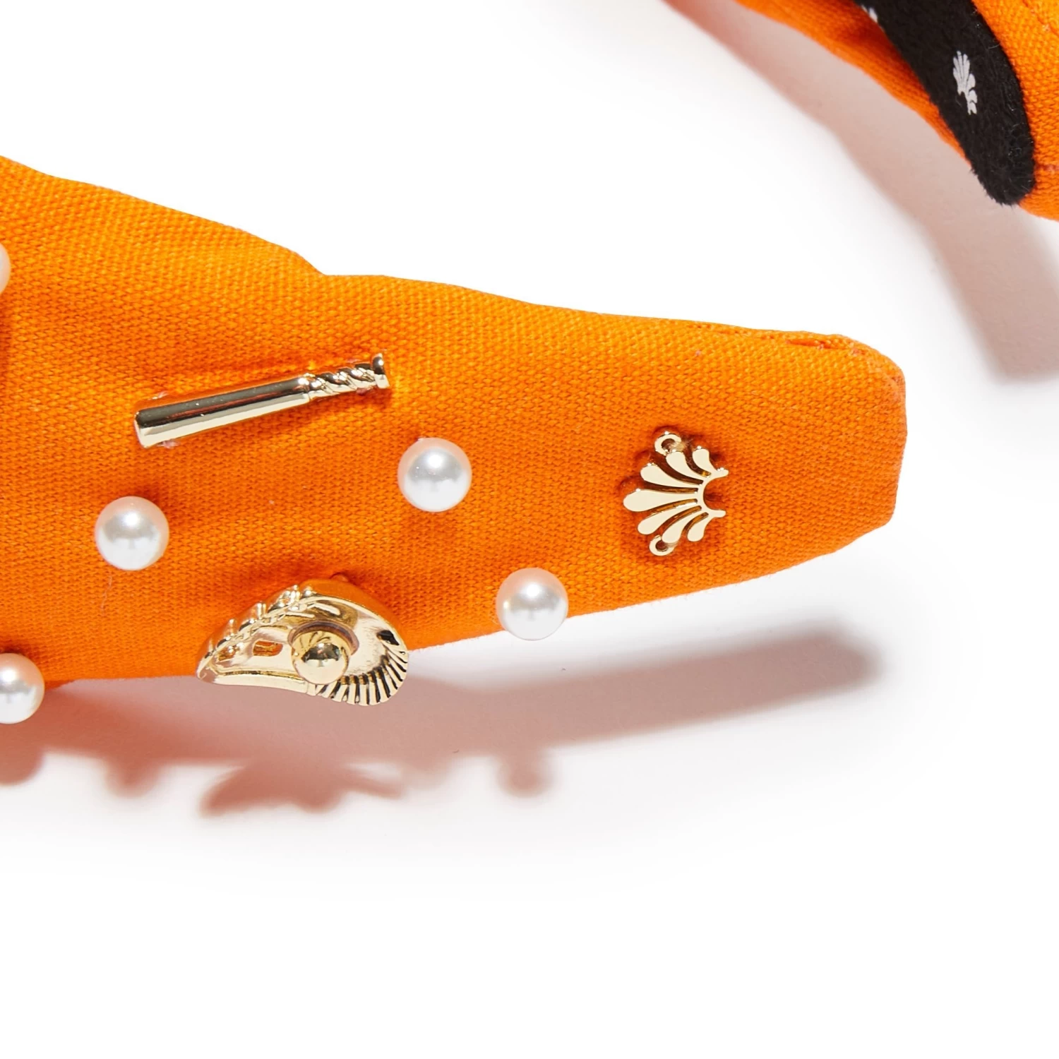 ORANGE NY METS EMBELLISHED KNOTTED HEADBAND - Image 3