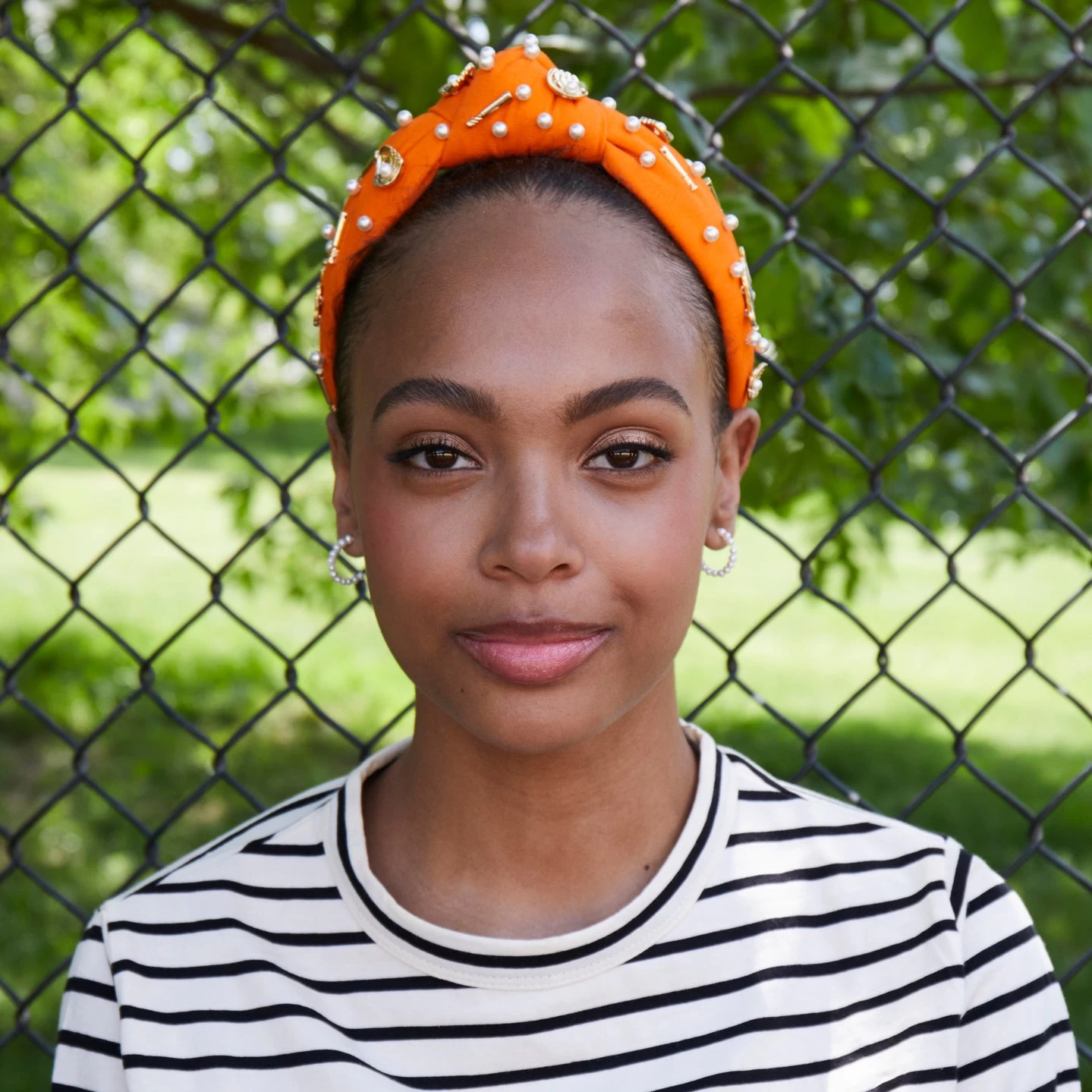 ORANGE NY METS EMBELLISHED KNOTTED HEADBAND - Image 4