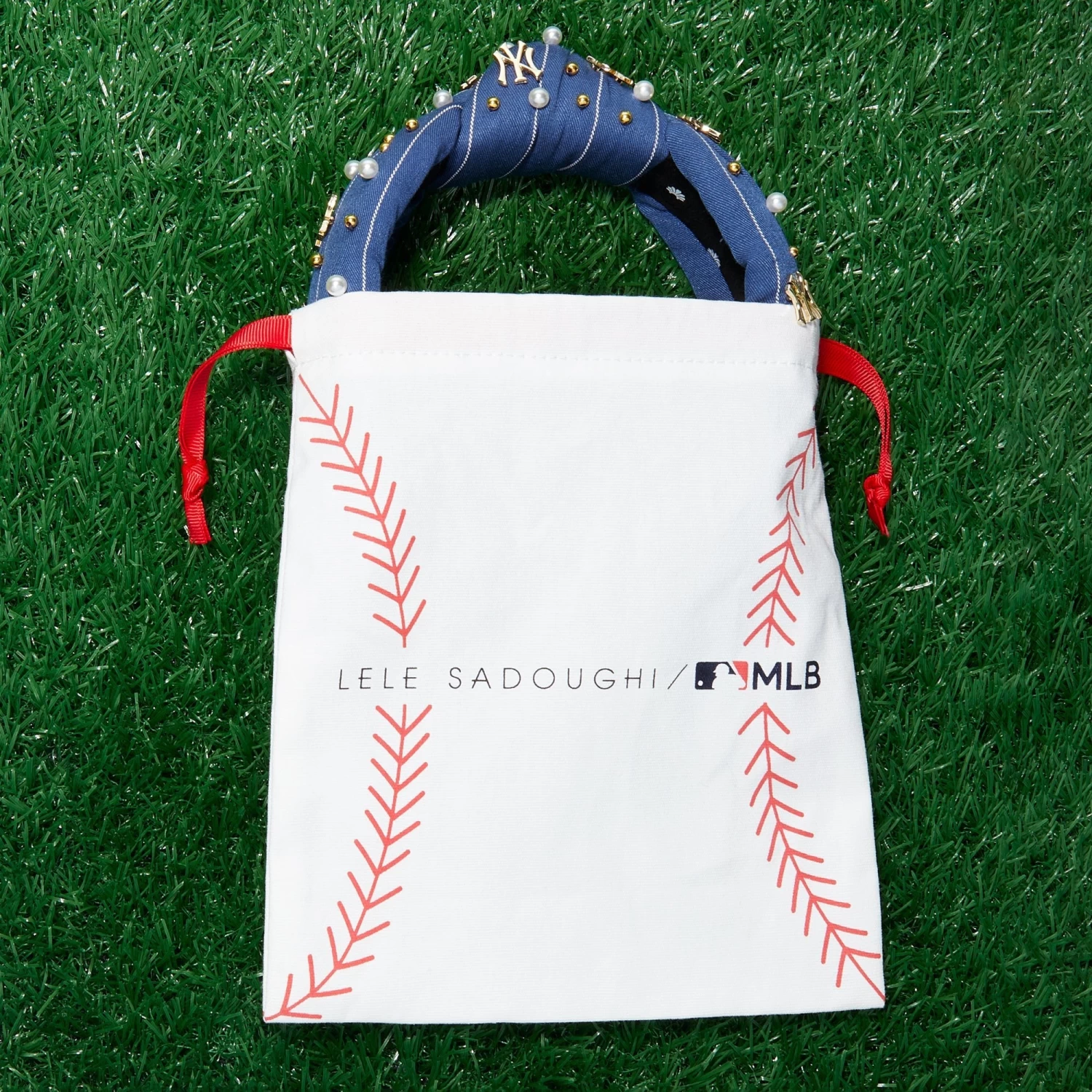 NAVY HOUSTON ASTROS EMBELLISHED KNOTTED HEADBAND - Image 5