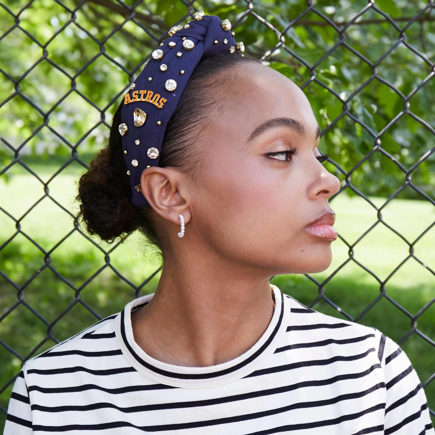 NAVY HOUSTON ASTROS EMBELLISHED KNOTTED HEADBAND - Image 6