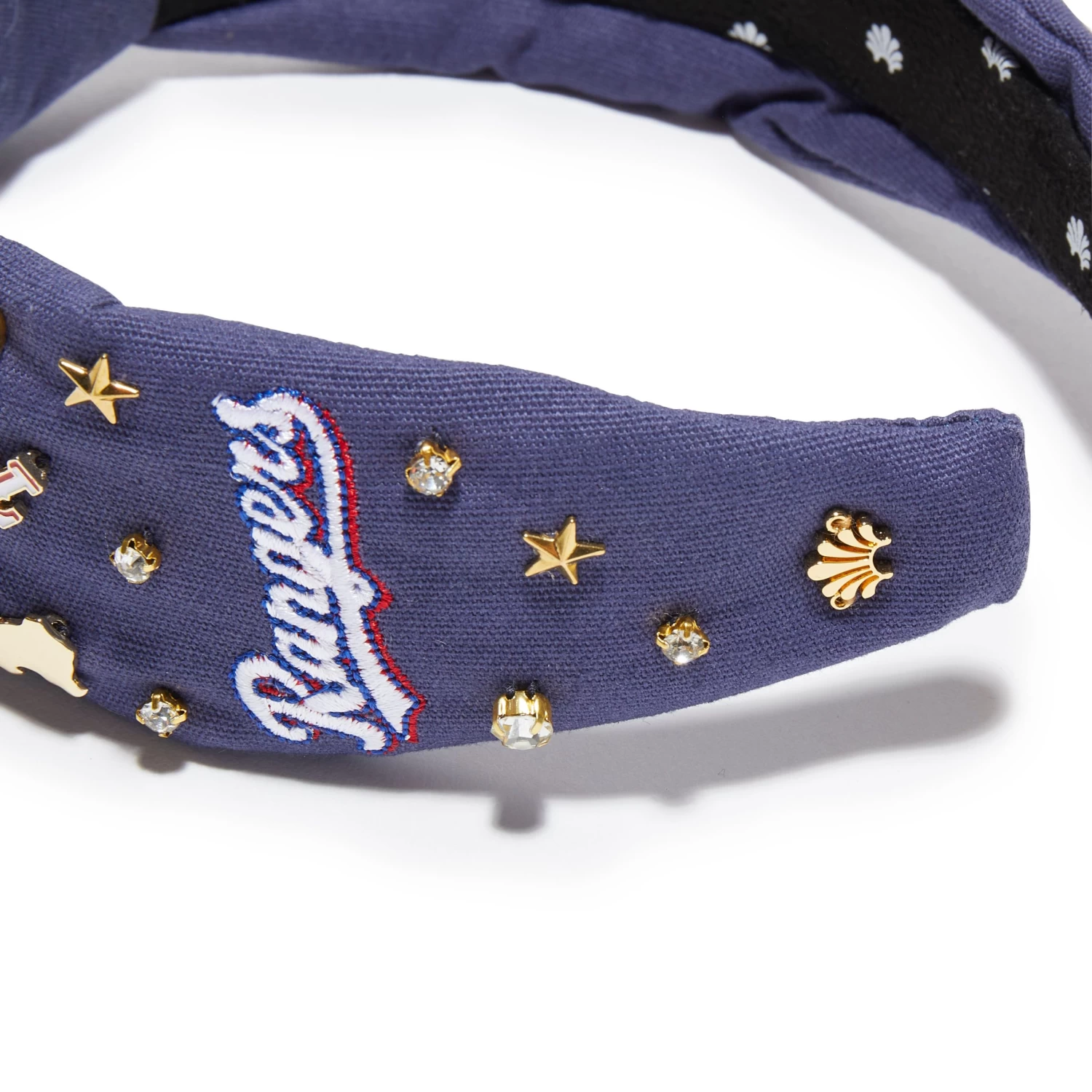 NAVY TEXAS RANGERS EMBELLISHED KNOTTED HEADBAND - Image 3