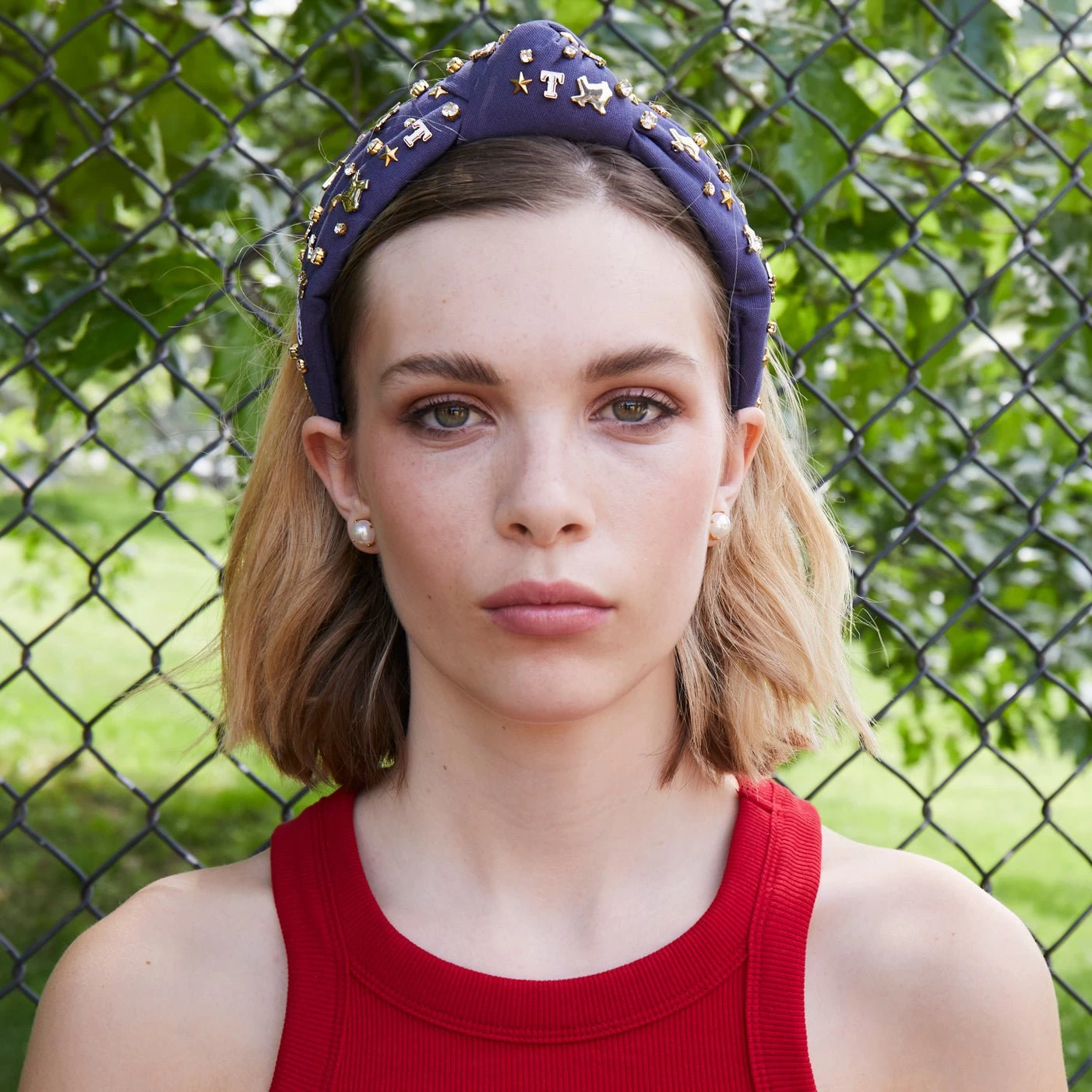 NAVY TEXAS RANGERS EMBELLISHED KNOTTED HEADBAND - Image 6