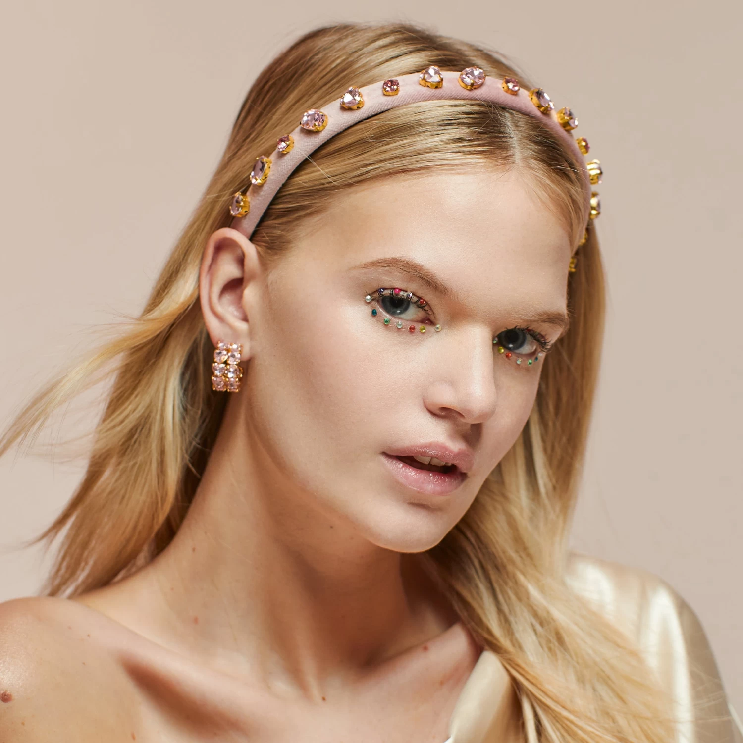 JUNE ALEXANDRITE HEART MIXED CRYSTAL VELVET GIGI HEADBAND - Image 2