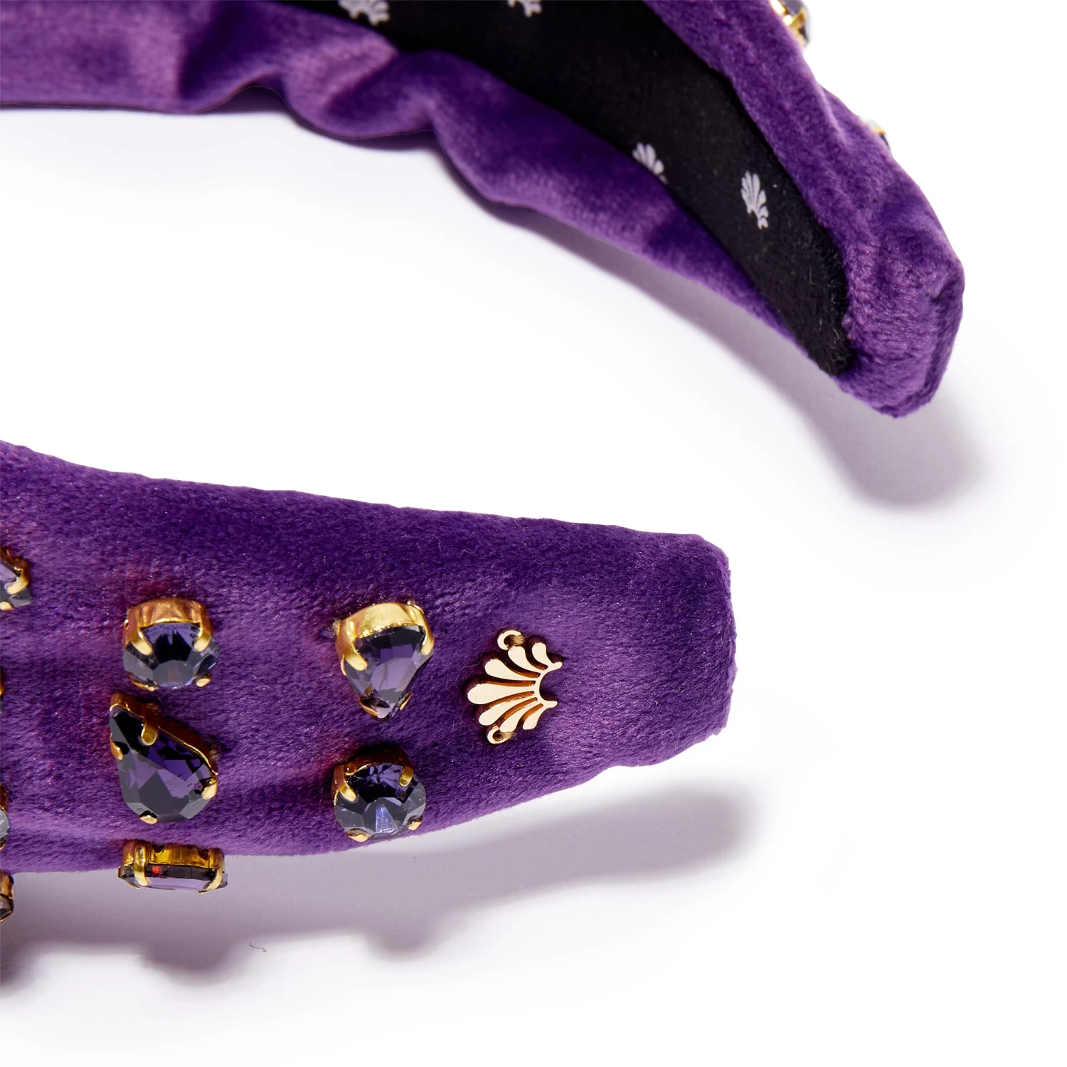 FEBRUARY AMETHYST CANDY JEWELED VELVET KNOTTED HEADBAND - Image 3