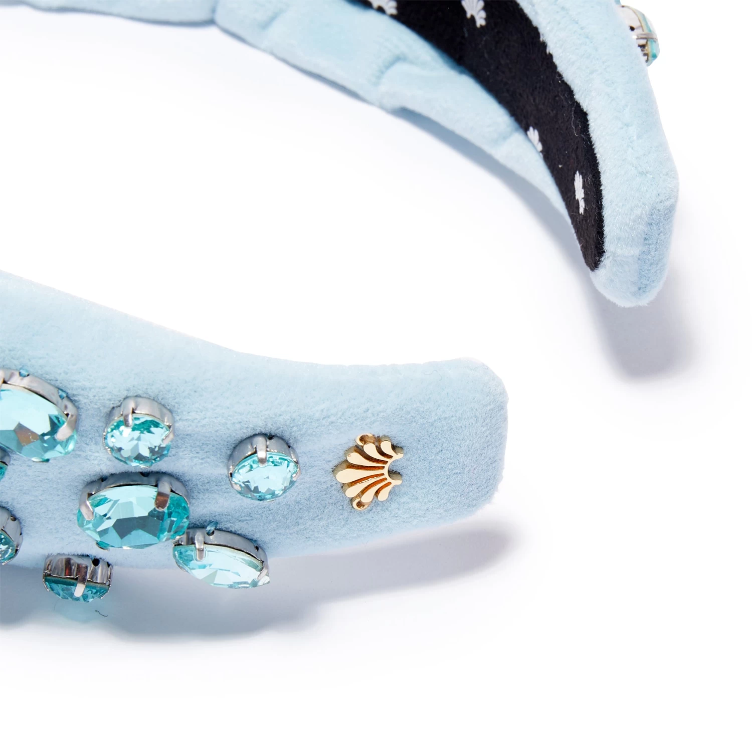 MARCH AQUAMARINE GLITTERING CRYSTAL VELVET KNOTTED HEADBAND - Image 3