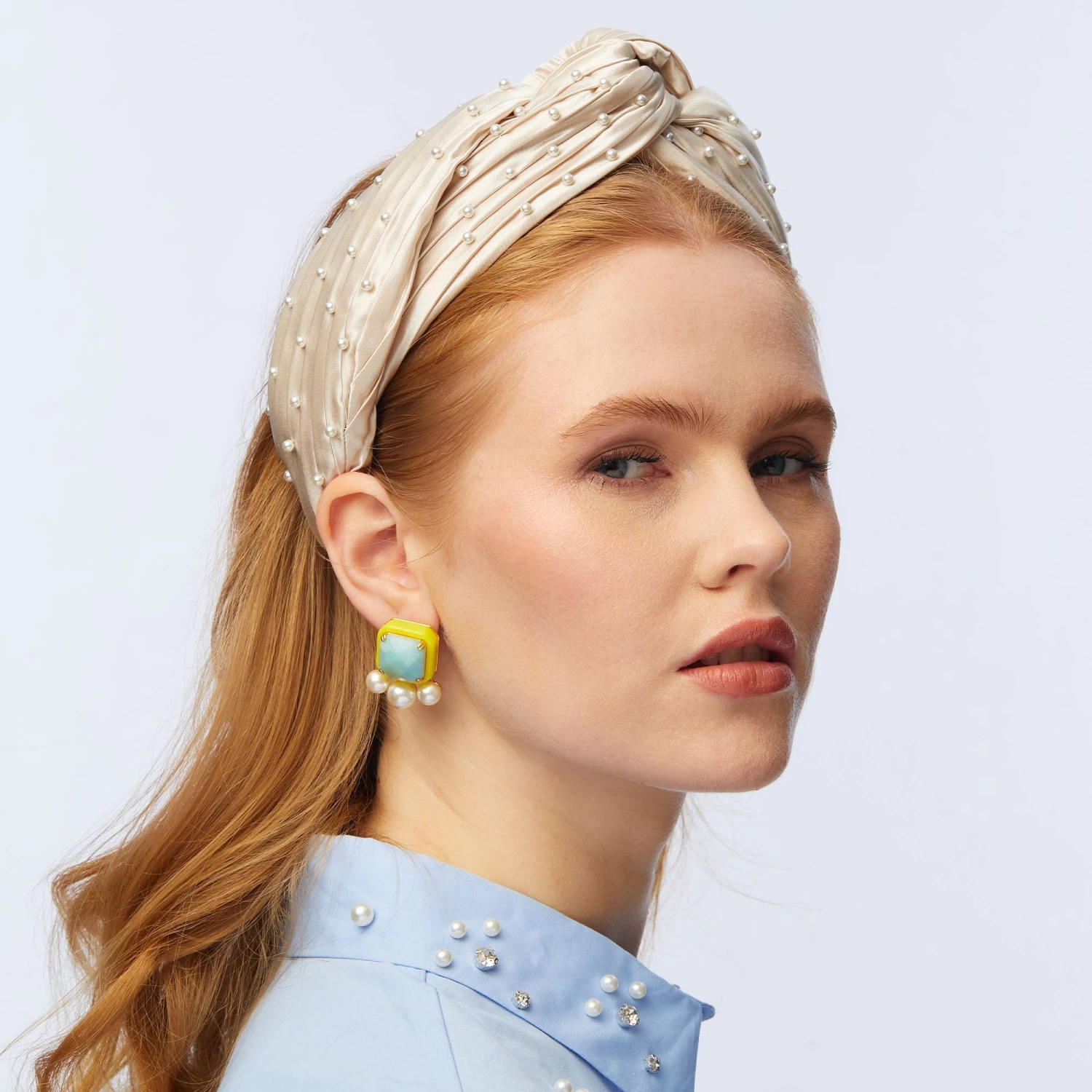 BISQUE PEARL EMBELLISHED GRETA HEADBAND - Image 2