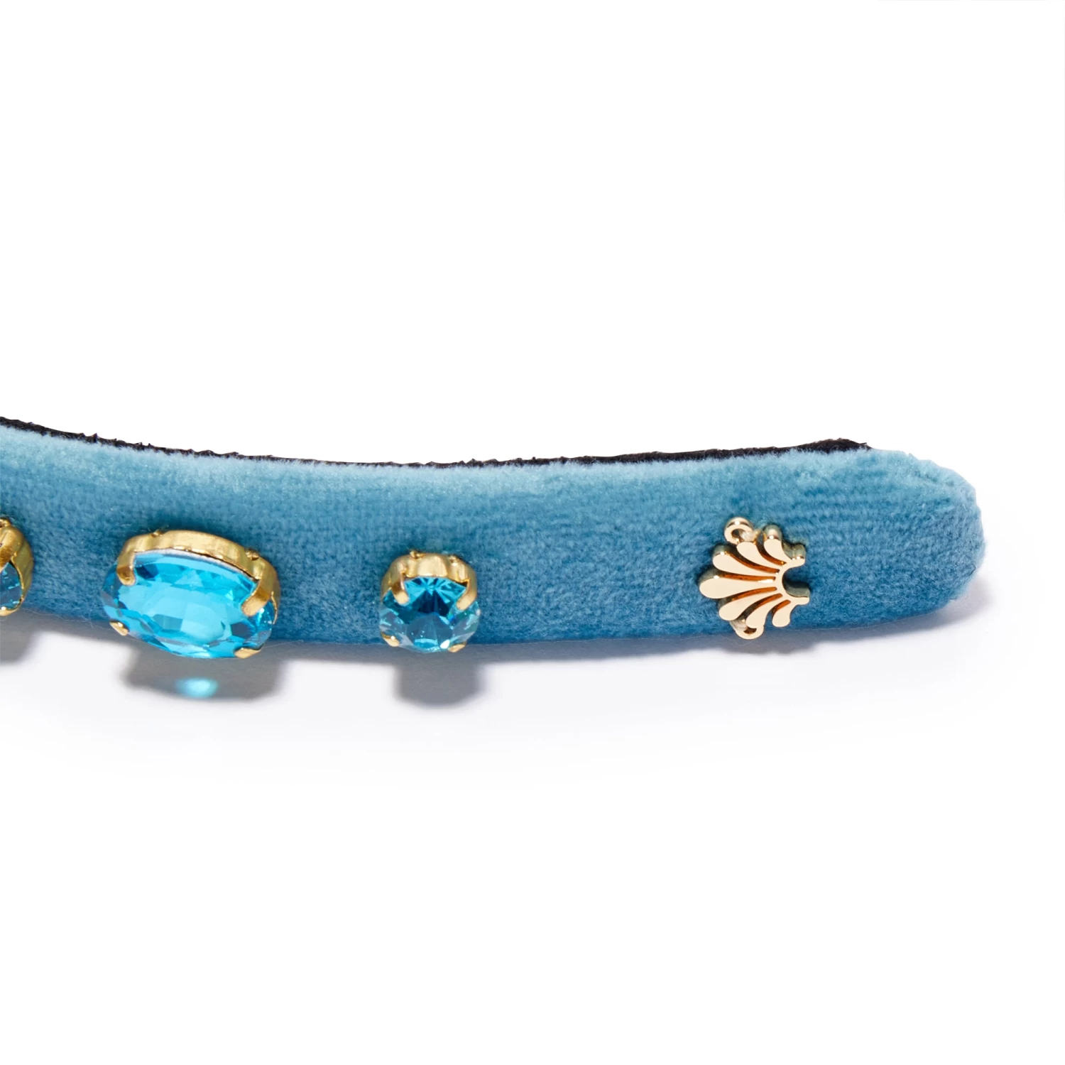 DECEMBER BLUE TOPAZ OVAL CRYSTAL VELVET GIGI HEADBAND - Image 3