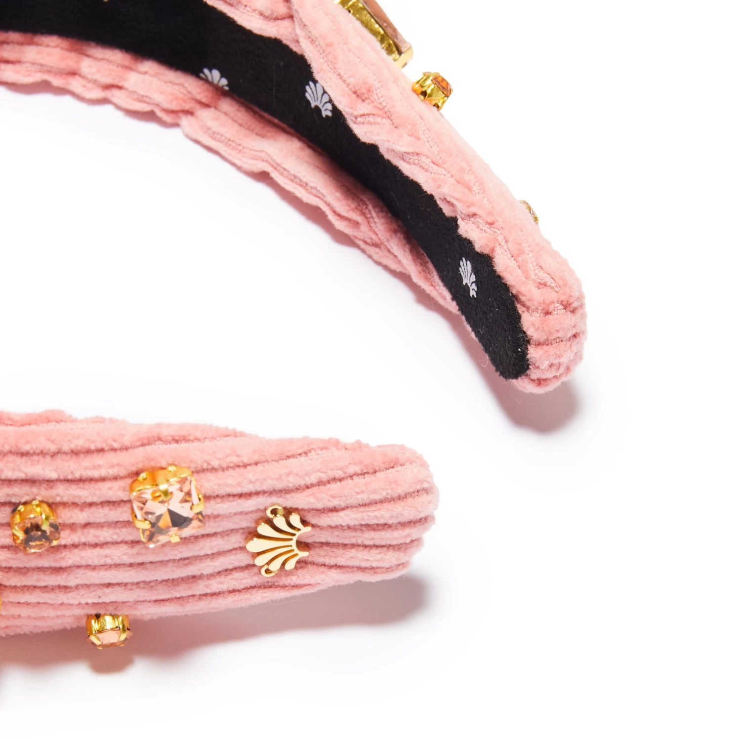 BLUSH CRYSTAL CORDUROY SLIM KNOTTED HEADBAND - Image 3