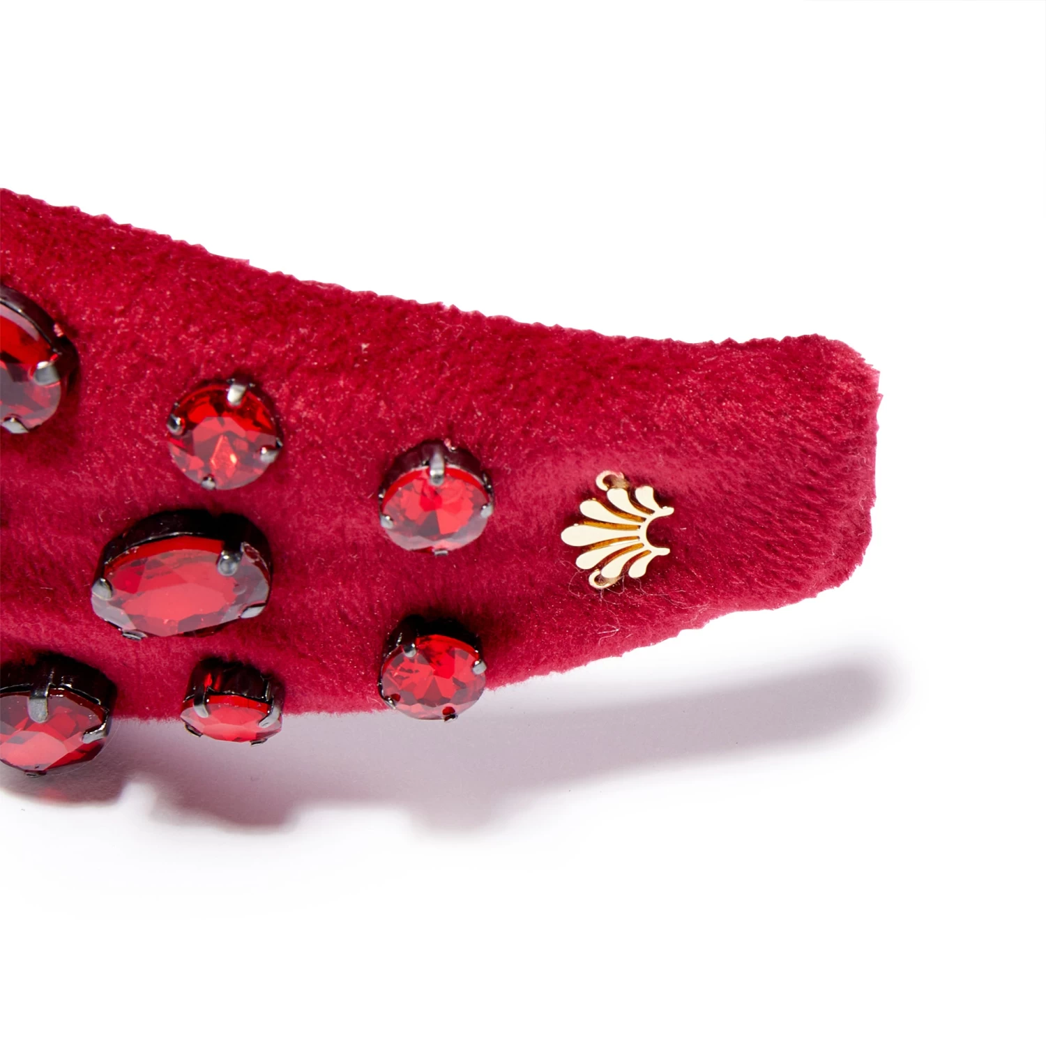 JANUARY GARNET OVAL CRYSTAL VELVET KNOTTED HEADBAND - Image 3