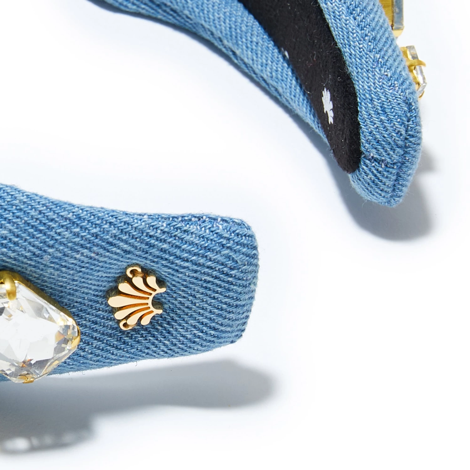 DENIM RECTANGLE CRYSTAL KNOTTED HEADBAND - Image 3