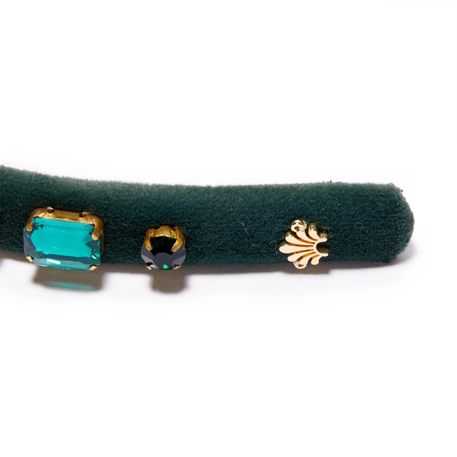 MAY EMERALD RECTANGLE CRYSTAL VELVET GIGI HEADBAND - Image 3