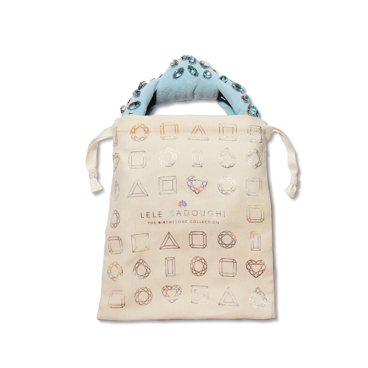 FEBRUARY AMETHYST CANDY JEWELED VELVET KNOTTED HEADBAND - Image 5