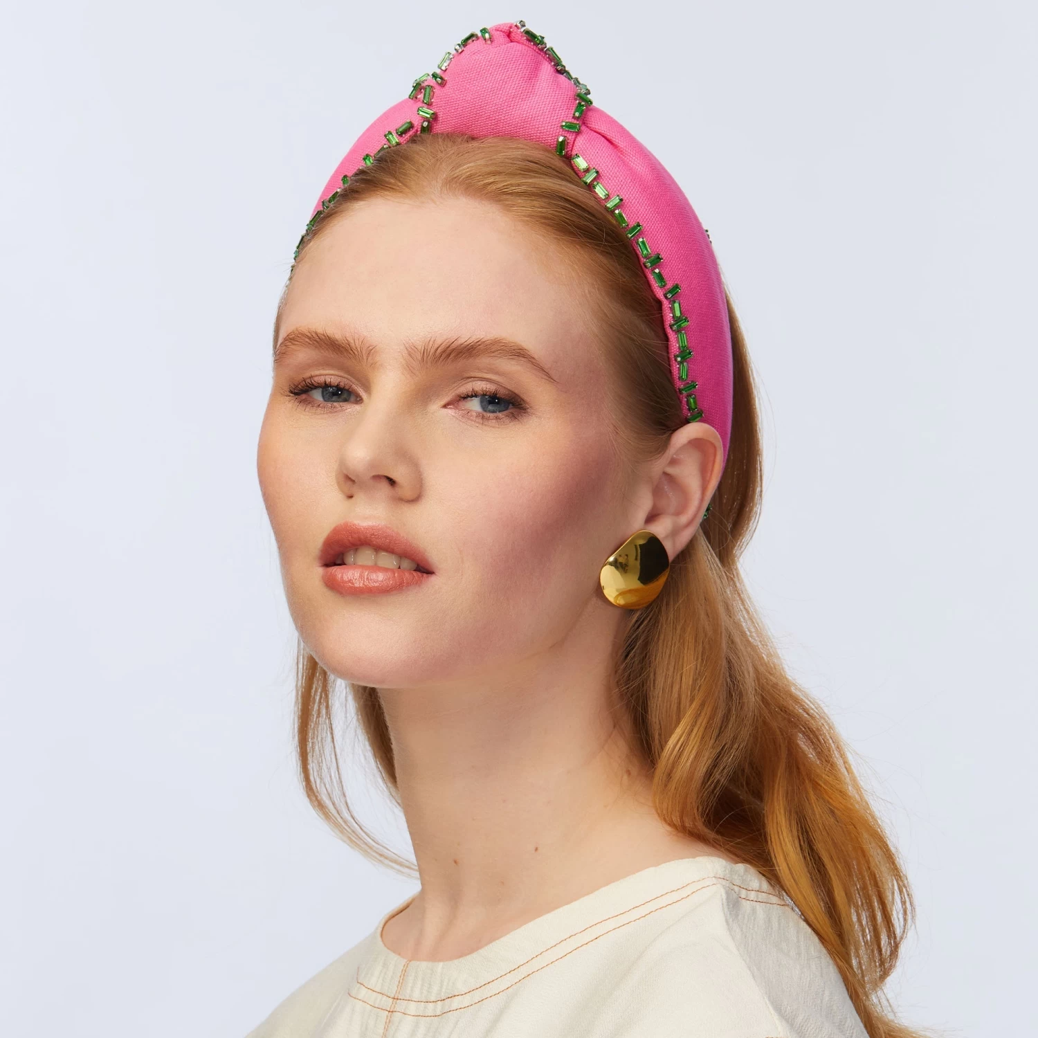 FLAMINGO CRYSTAL TRIM KNOTTED HEADBAND - Image 2