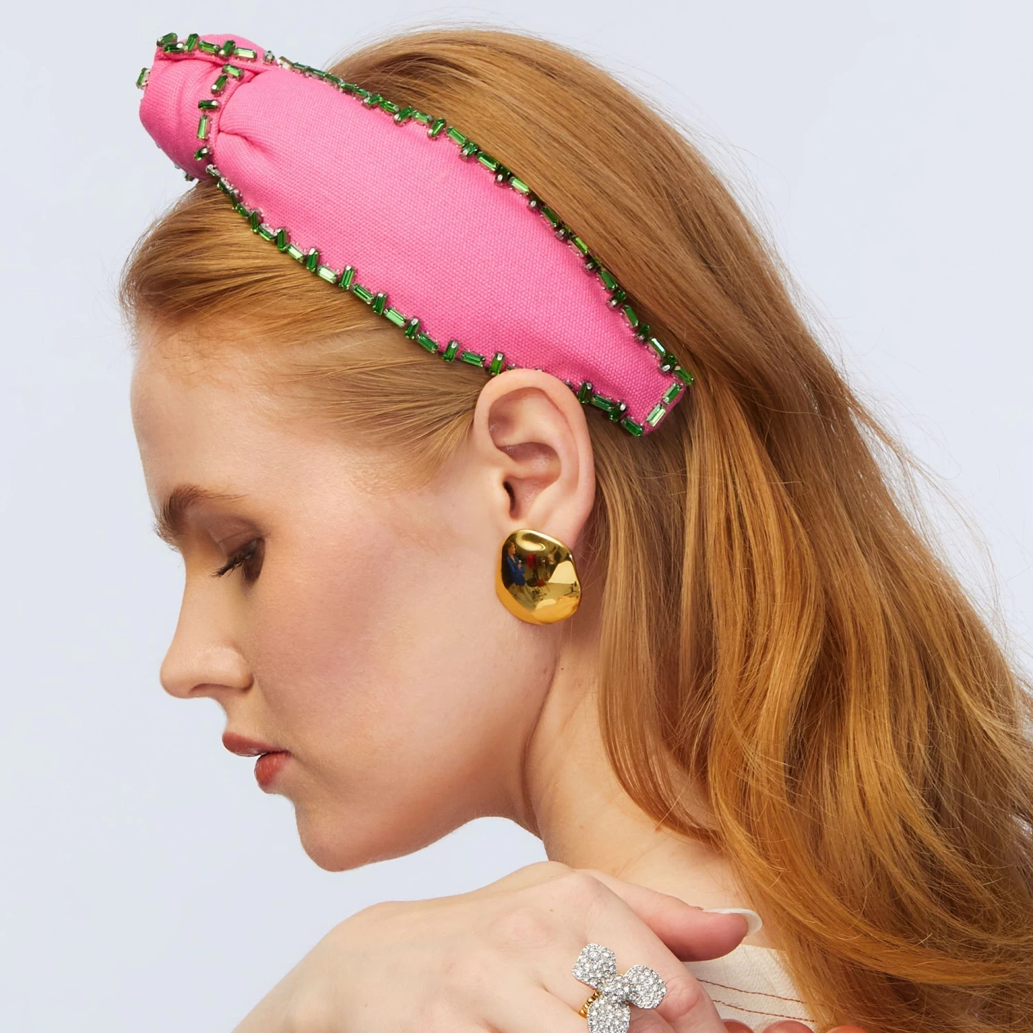FLAMINGO CRYSTAL TRIM KNOTTED HEADBAND - Image 4