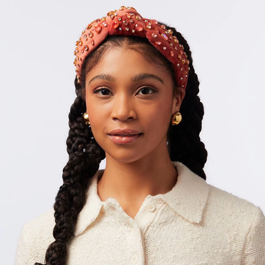 FLAMINGO SWAROVSKI® MELANGE KNOTTED HEADBAND - Image 4