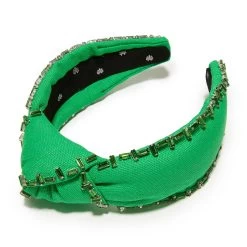 GRASS GREEN CRYSTAL TRIM KNOTTED HEADBAND