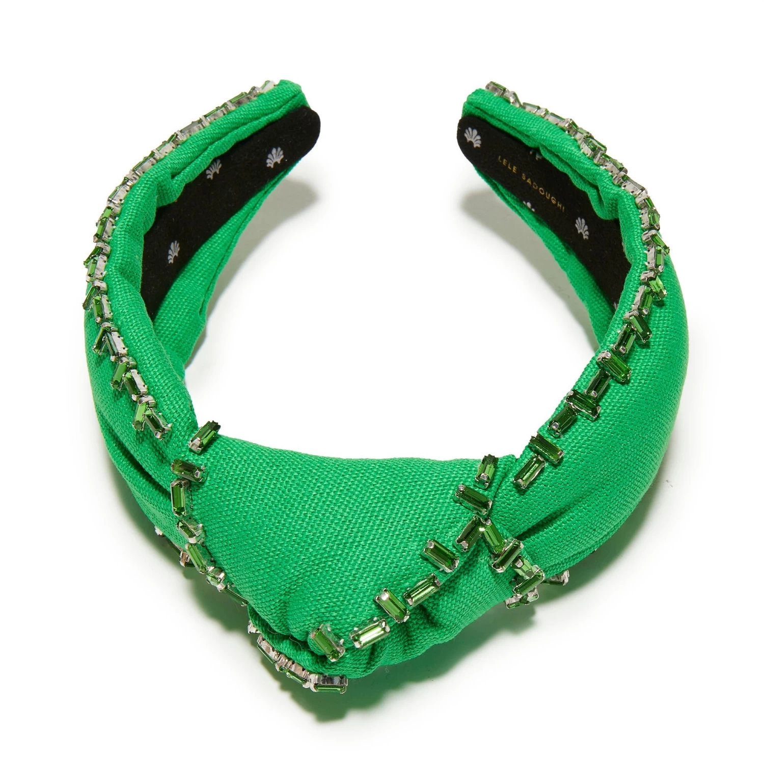 GRASS GREEN CRYSTAL TRIM KNOTTED HEADBAND - Image 4