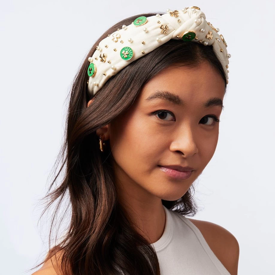 IVORY BOSTON CELTICS EMBELLISHED KNOTTED HEADBAND - Image 2